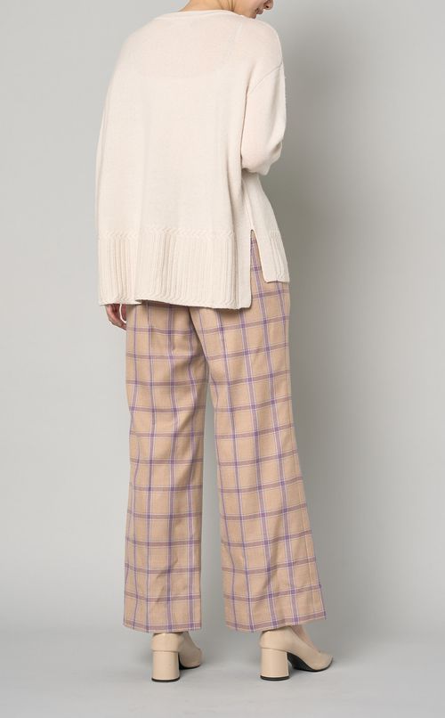 センタープレスチェックワイドパンツ