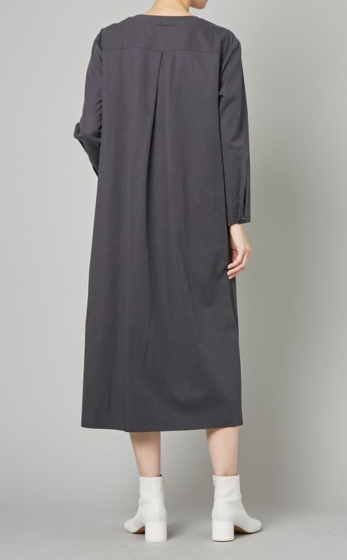 Vネックシャツワンピース