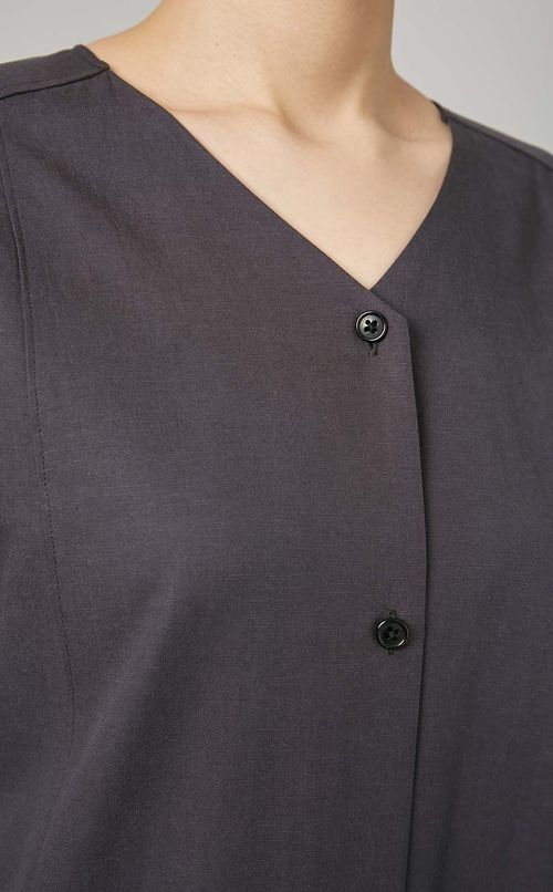 Vネックシャツワンピース