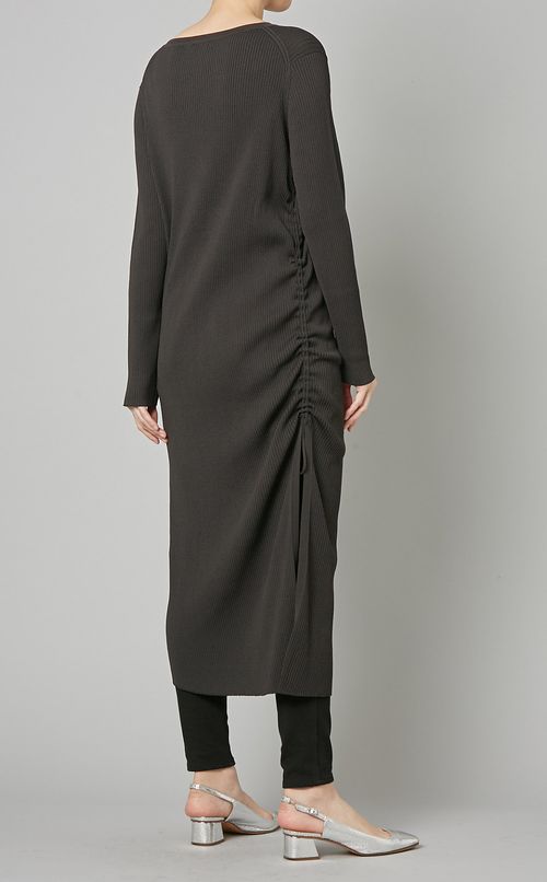 サイドギャザーアシンメトリーワンピース