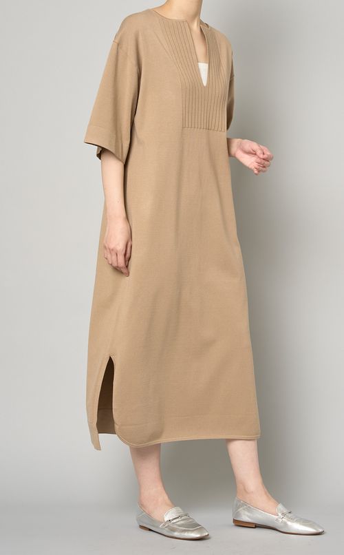 ベルト付ストレッチニットワンピース