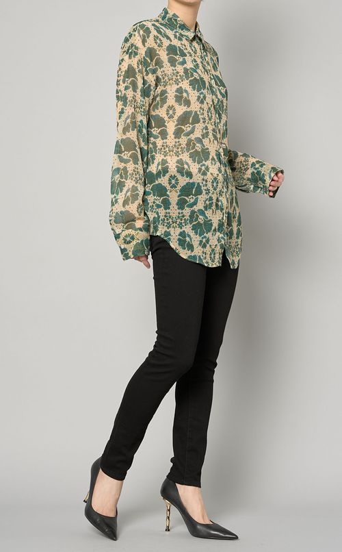 フラワープリントロングスリーブシャツ