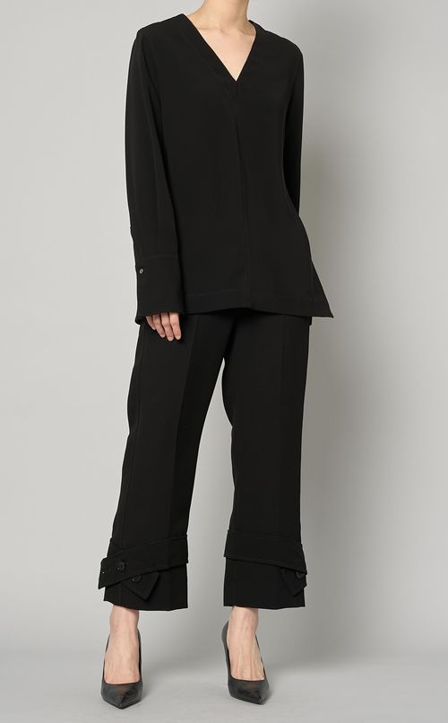 ハイウエス卜ベルトヘムクロップドパンツ