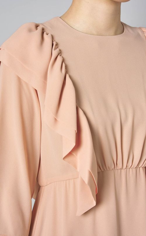 ペプラムヘムシフォンワンピース