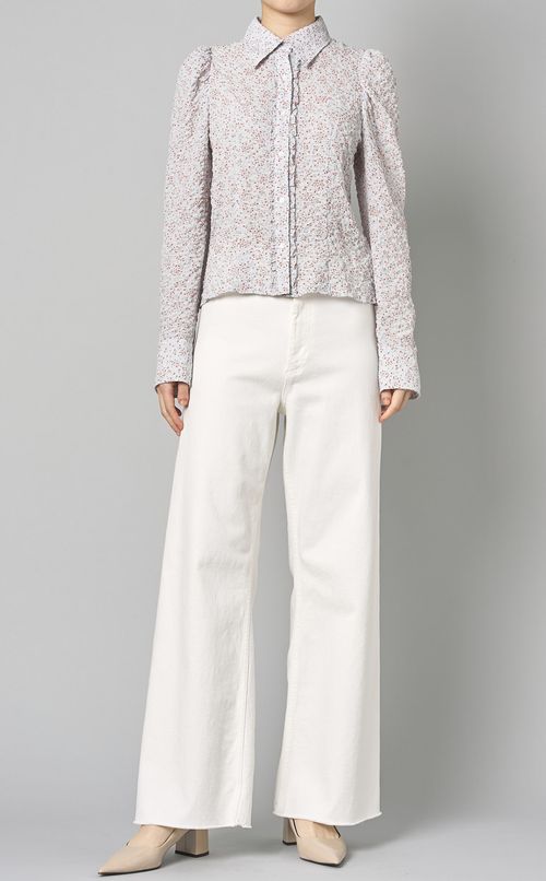 フラワーパフスリーブシャツ