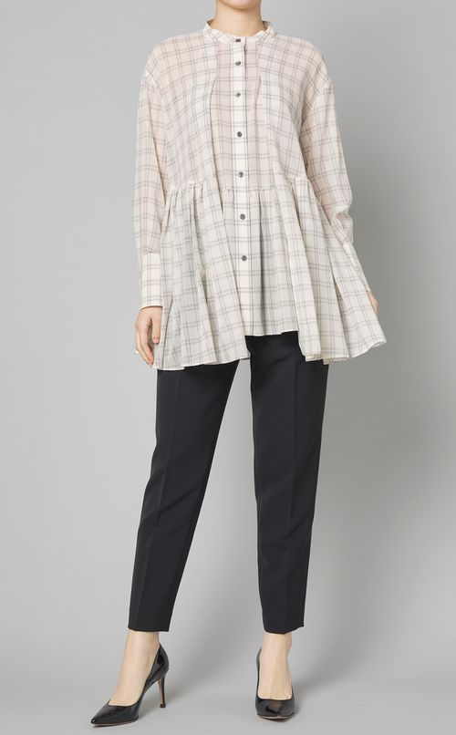 シアーチェックティアードブラウス