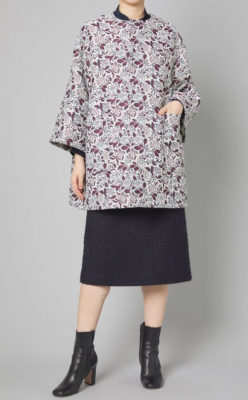 ジャガードノーカラーコート