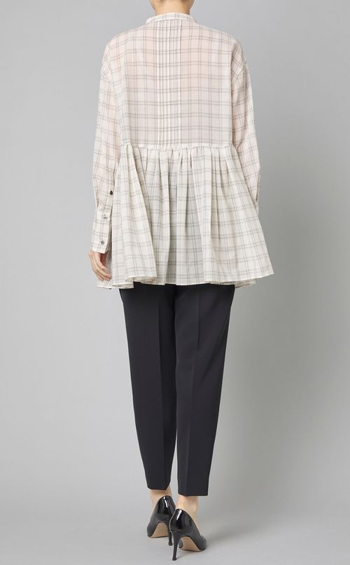 シアーチェックティアードブラウス