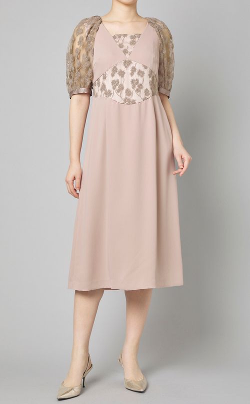 フラワーチュールパフスリーブワンピース