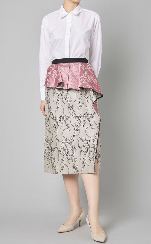 フラワージャガードペプラムスカート