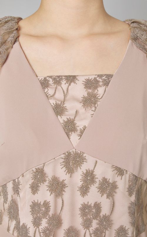 フラワーチュールパフスリーブワンピース