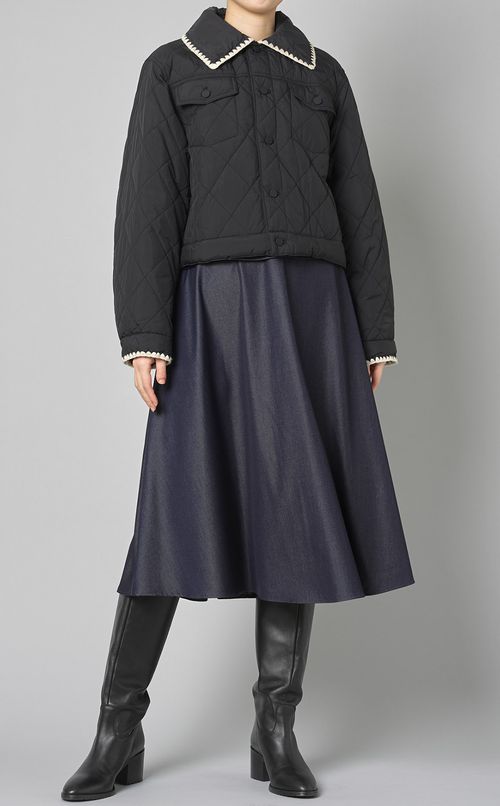 ペプラムデニム調ワンピース