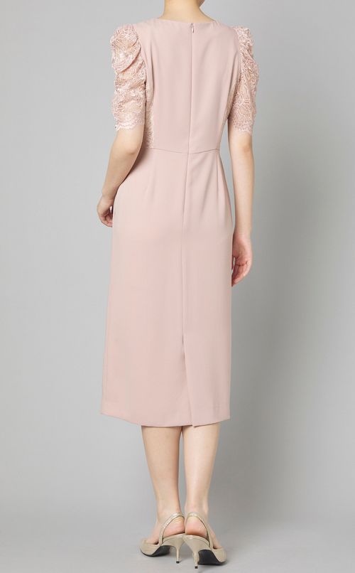 レースアップリケスリットワンピース