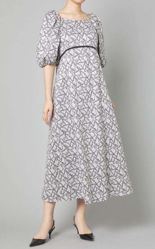 ジャガードパフスリーブワンピース