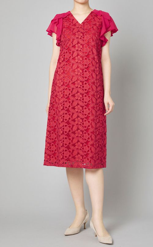 カットレースラッフルワンピース