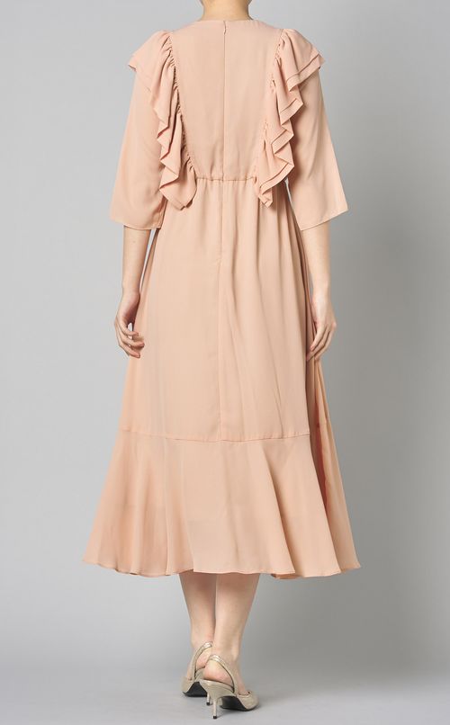 ペプラムヘムシフォンワンピース