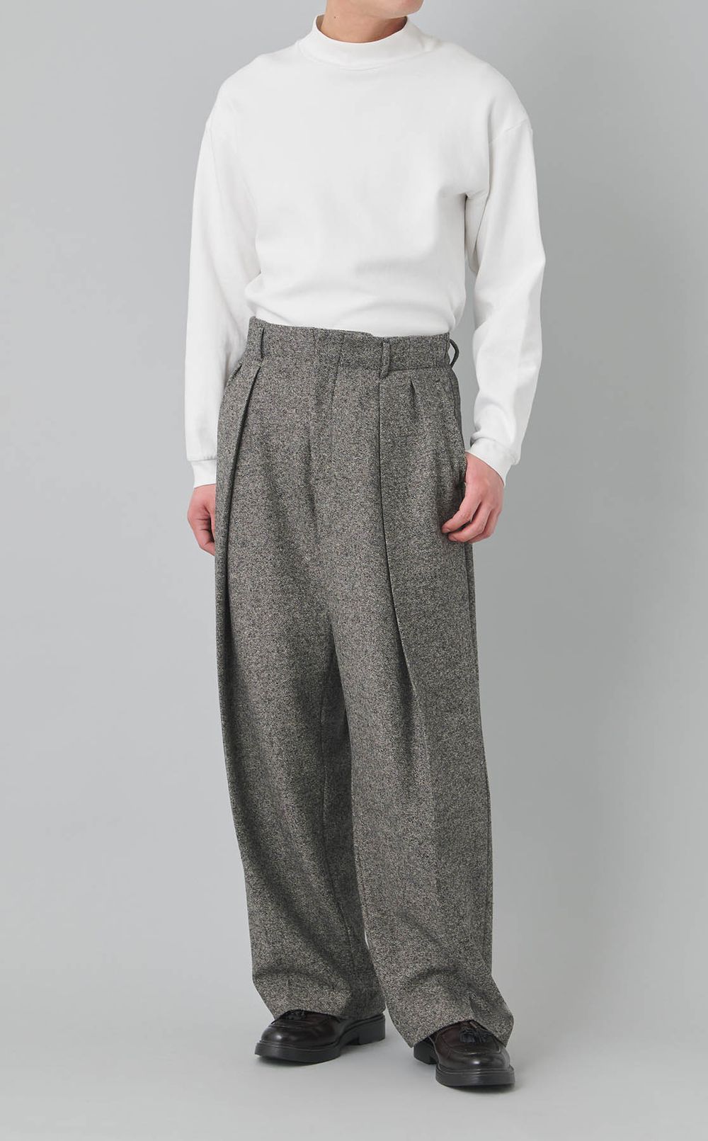 デュアルツイードダブルタックパンツ