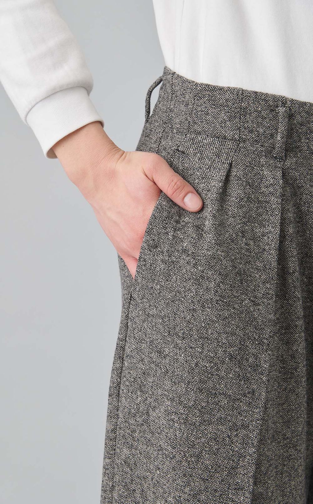 デュアルツイードダブルタックパンツ