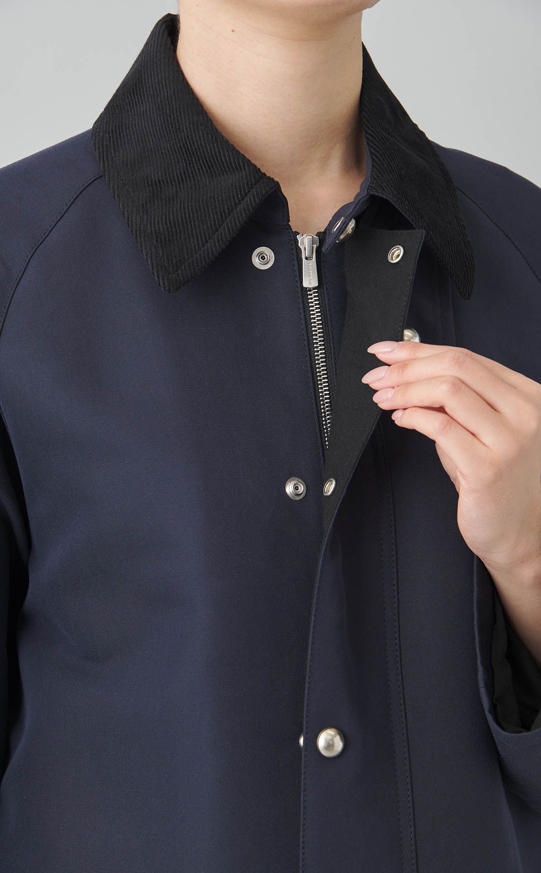 【最終値下げ】ダブルクロスステンカラーコート　38 ネイビー 最終値下げ】ダブルクロスステンカラーコート 38 ネイビー