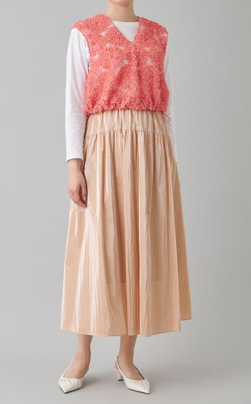 シャイニーギャザーヨークロングスカート