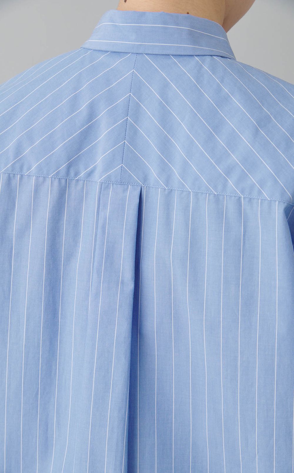 コットンブロードストライプノースリシャツ