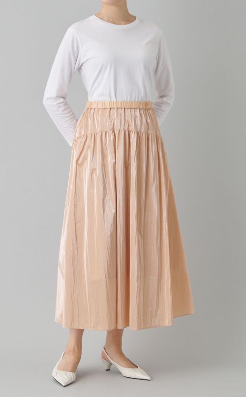 シャイニーギャザーヨークロングスカート