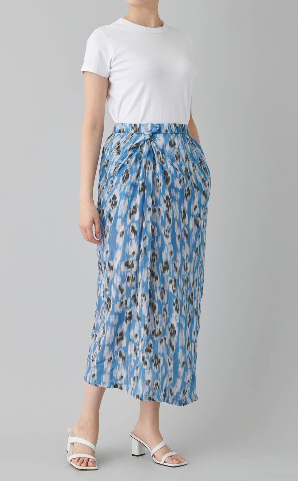 プリントエラスティックミディスカート