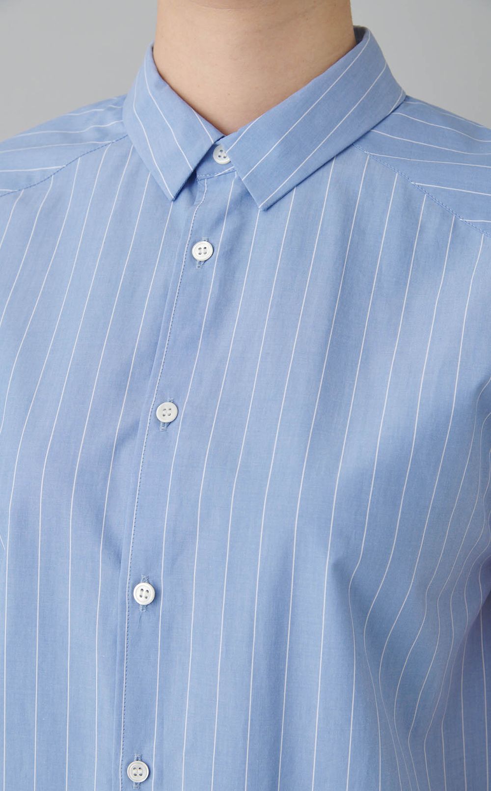 コットンブロードストライプノースリシャツ