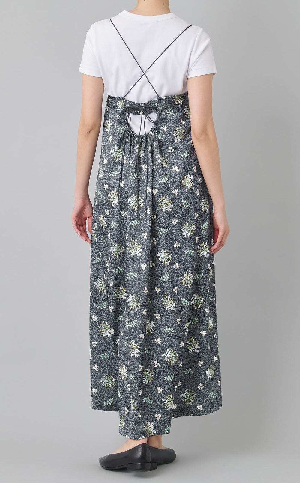 フラワープリントボリュームギャザードレス