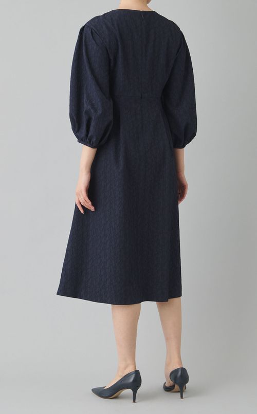 バブルジャガードパフスリーブワンピース