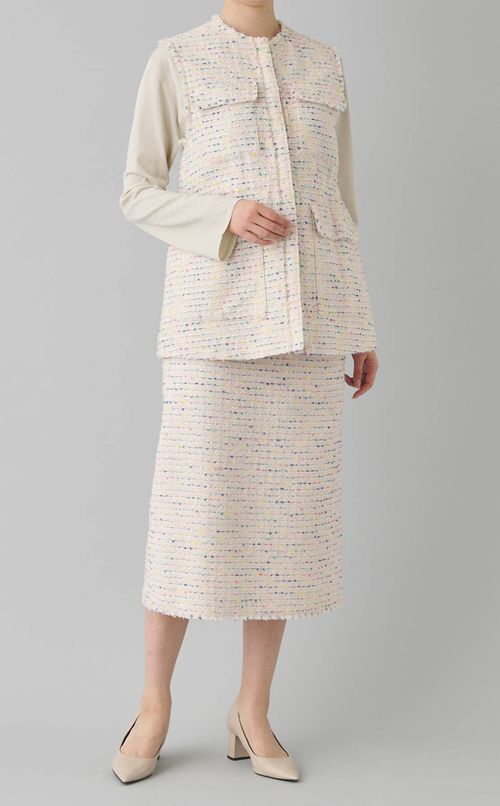 カラフルツイードポケットジレ