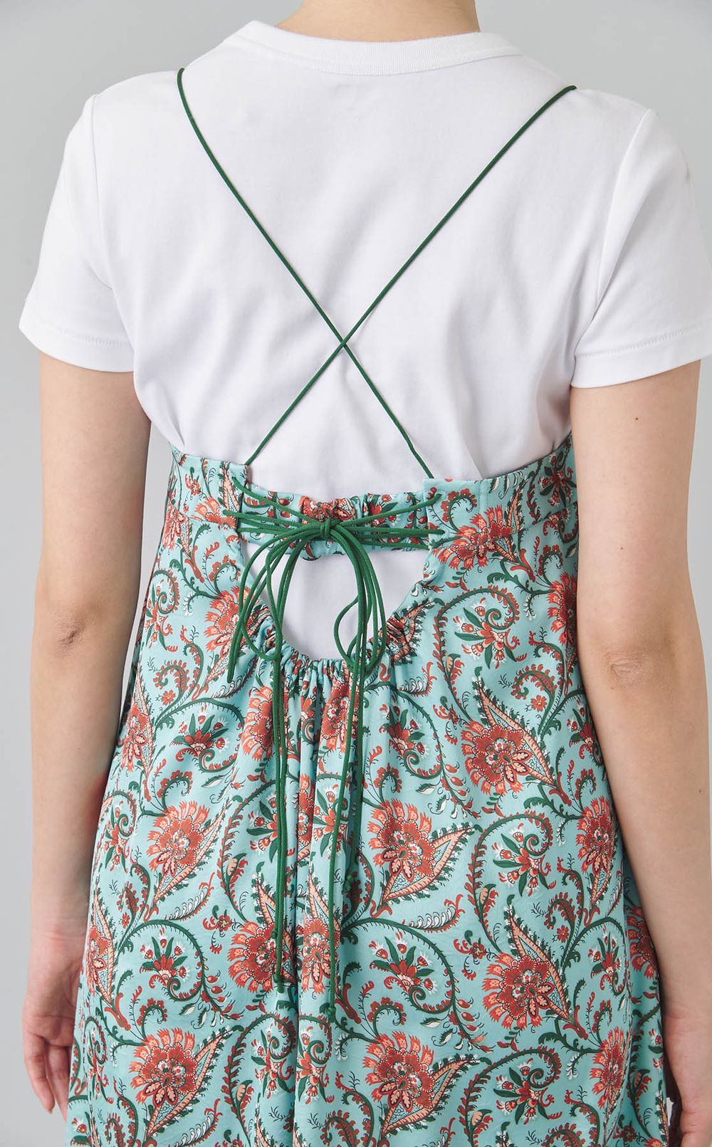 フラワープリントボリュームギャザードレス