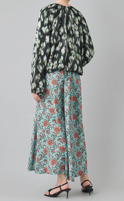 プリントクルーネックブラウス