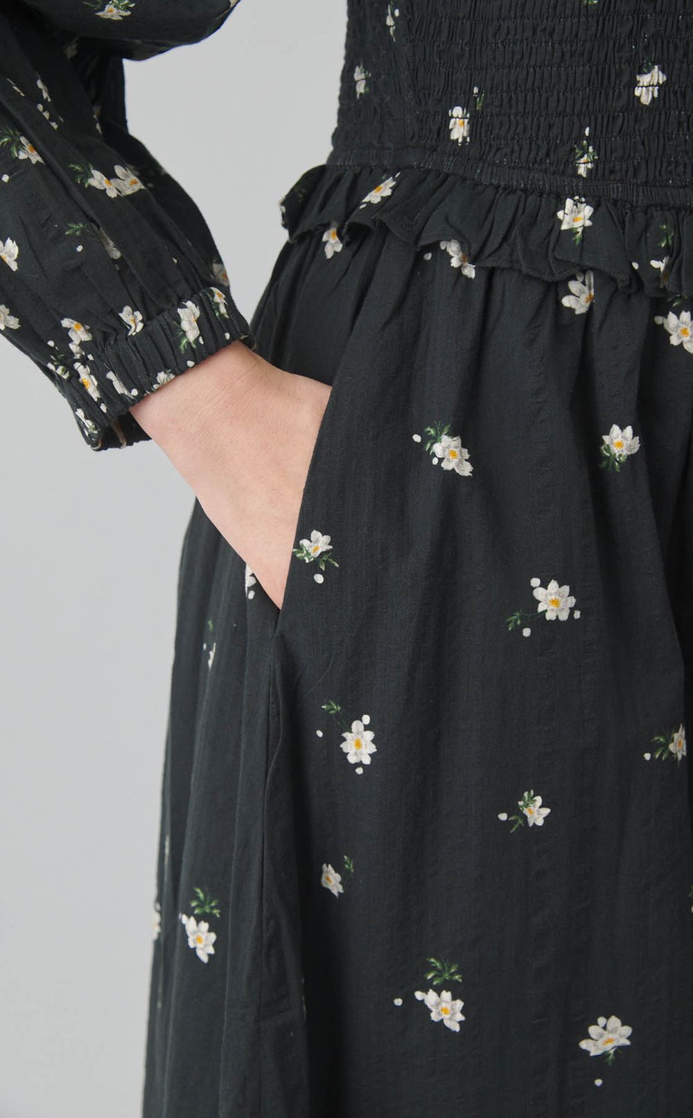 フラワープリン卜ギャザーワンピース