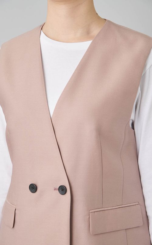 ウールシルクタッサー ロングジレ