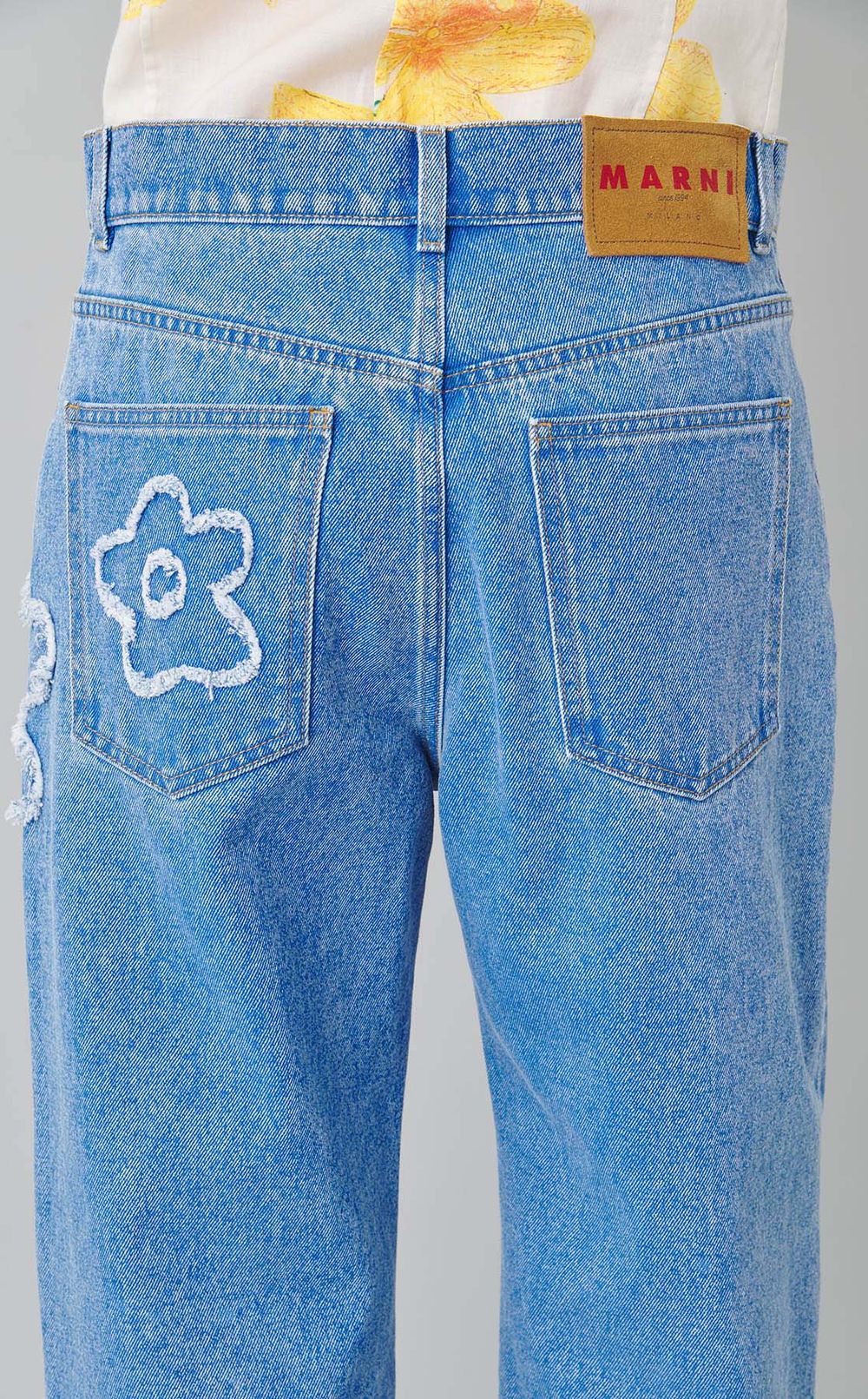 フラワーパッチデニムパンツ