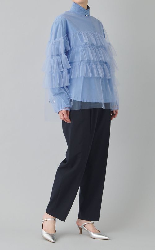 チュールフリルレイヤードブラウス