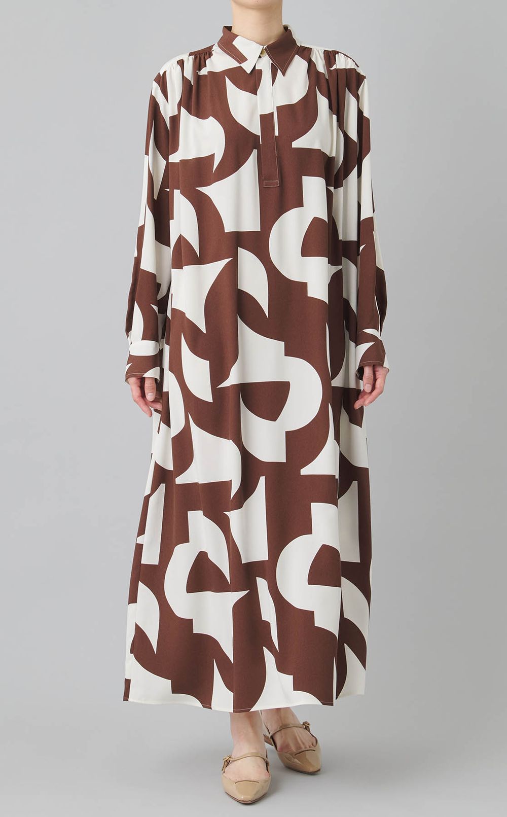 ジオメトリープリント ロングワンピース