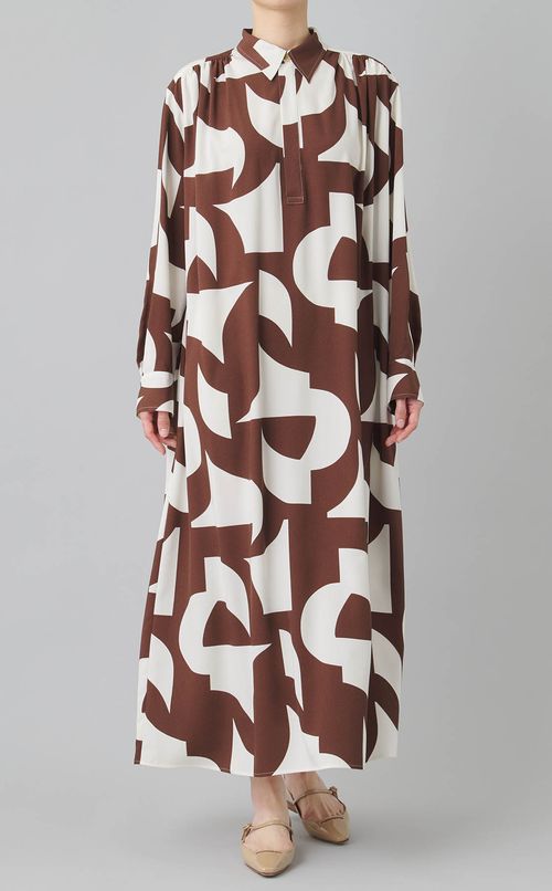 ジオメトリープリント ロングワンピース