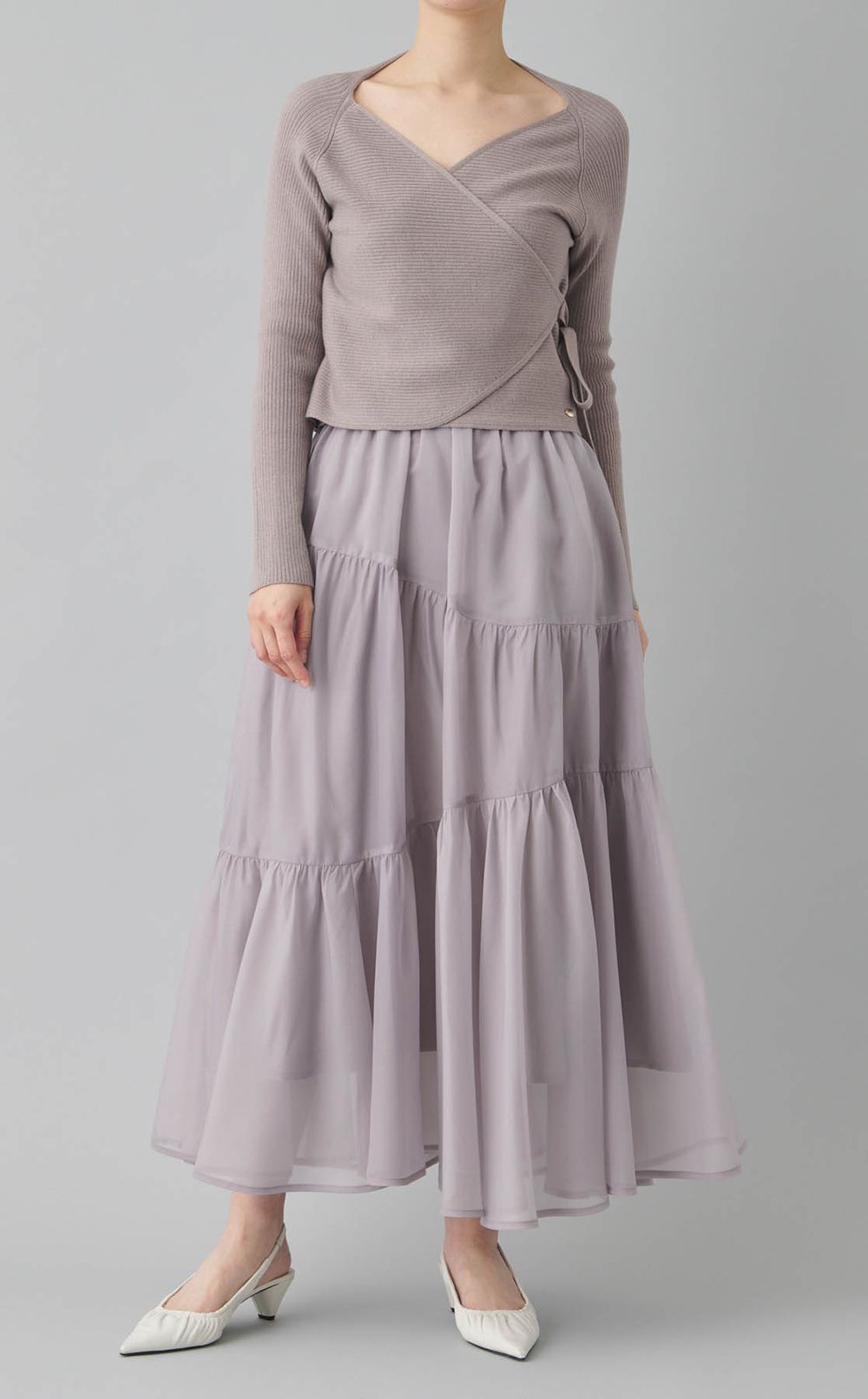 カシュクールティアードワンピース