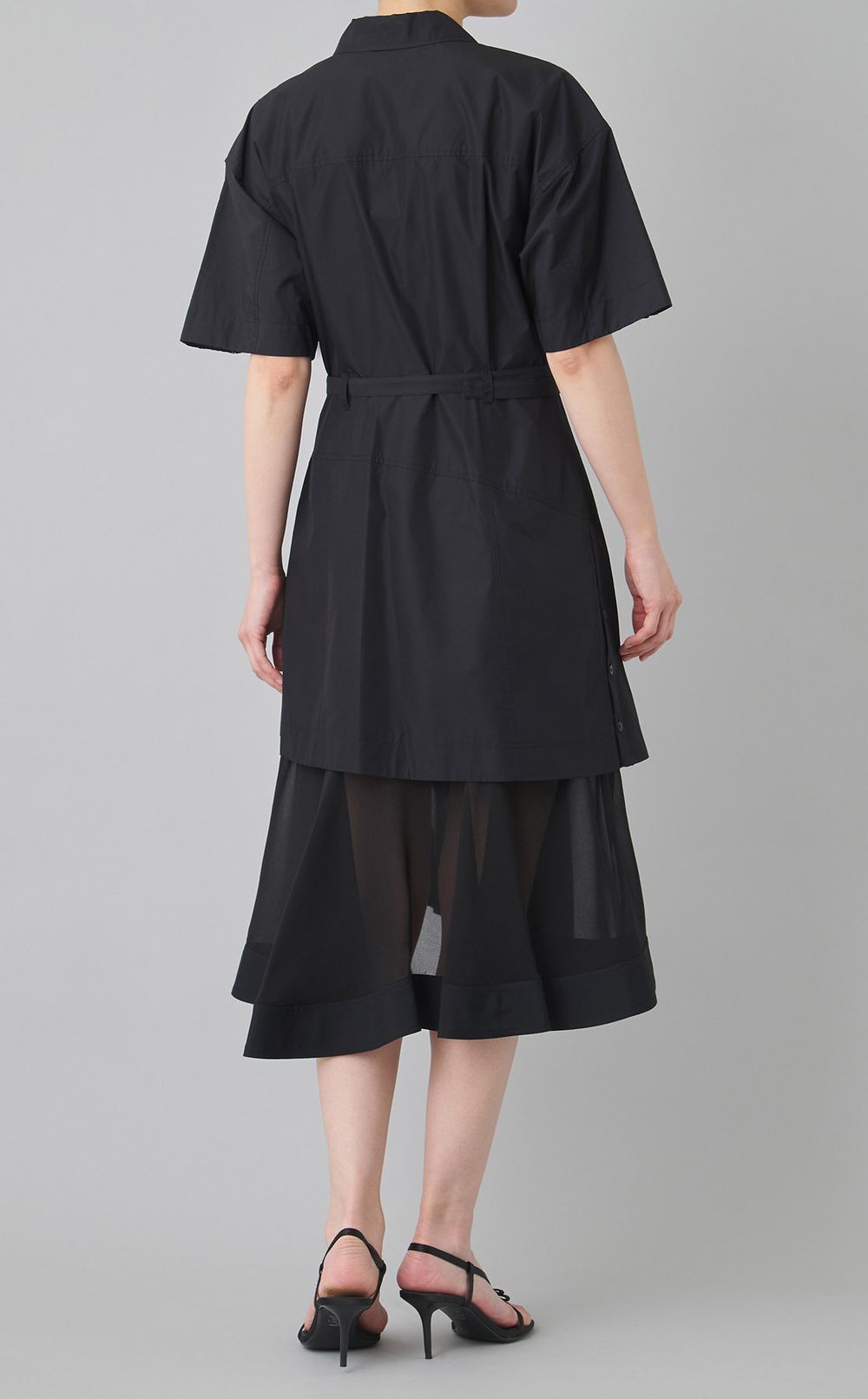 レースレイヤードシャツドレス