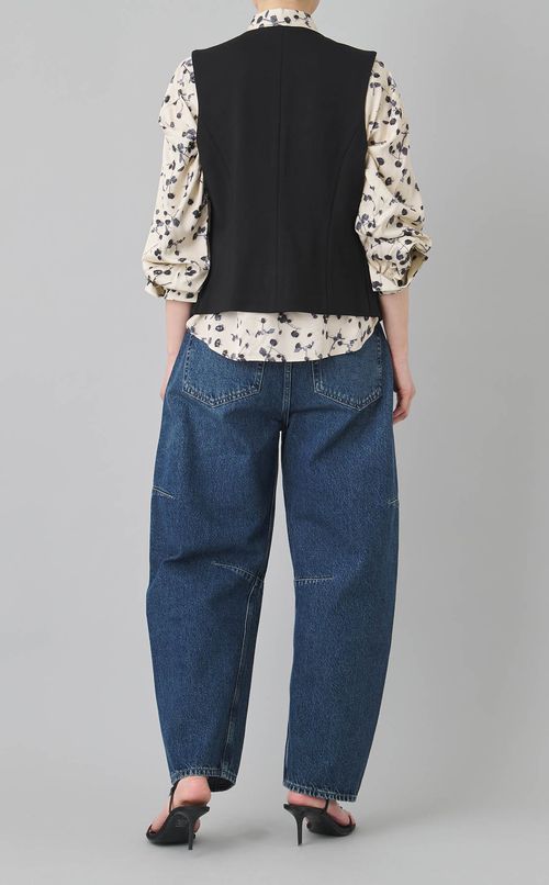 ノーカラーボタンアップベスト