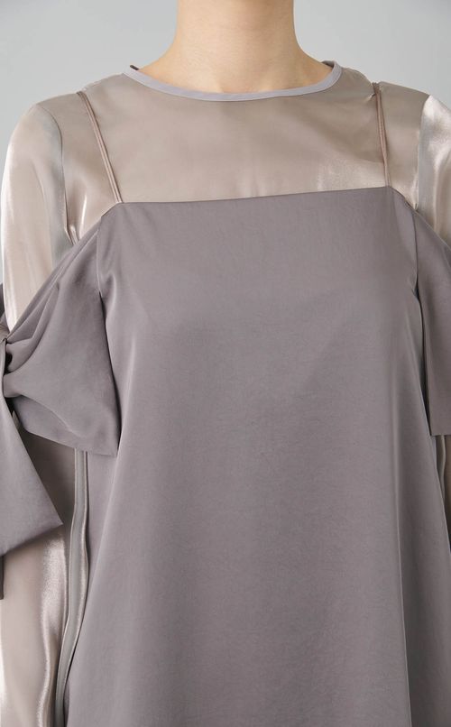 異素材コンビサイドリボンドレス