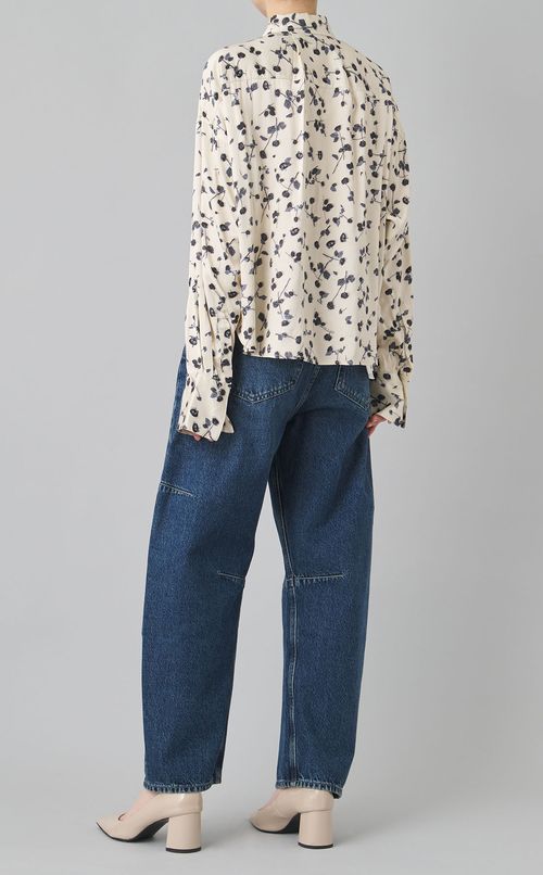 フラワープリントサテンブラウス