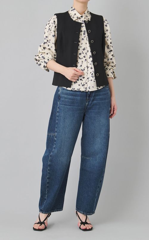 ノーカラーボタンアップベスト