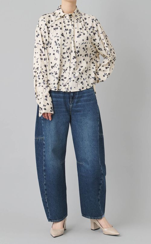 フラワープリントサテンブラウス