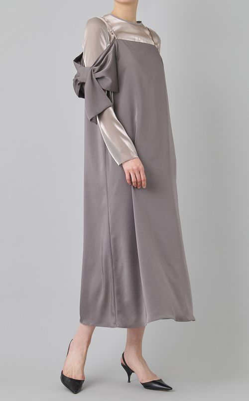 異素材コンビサイドリボンドレス