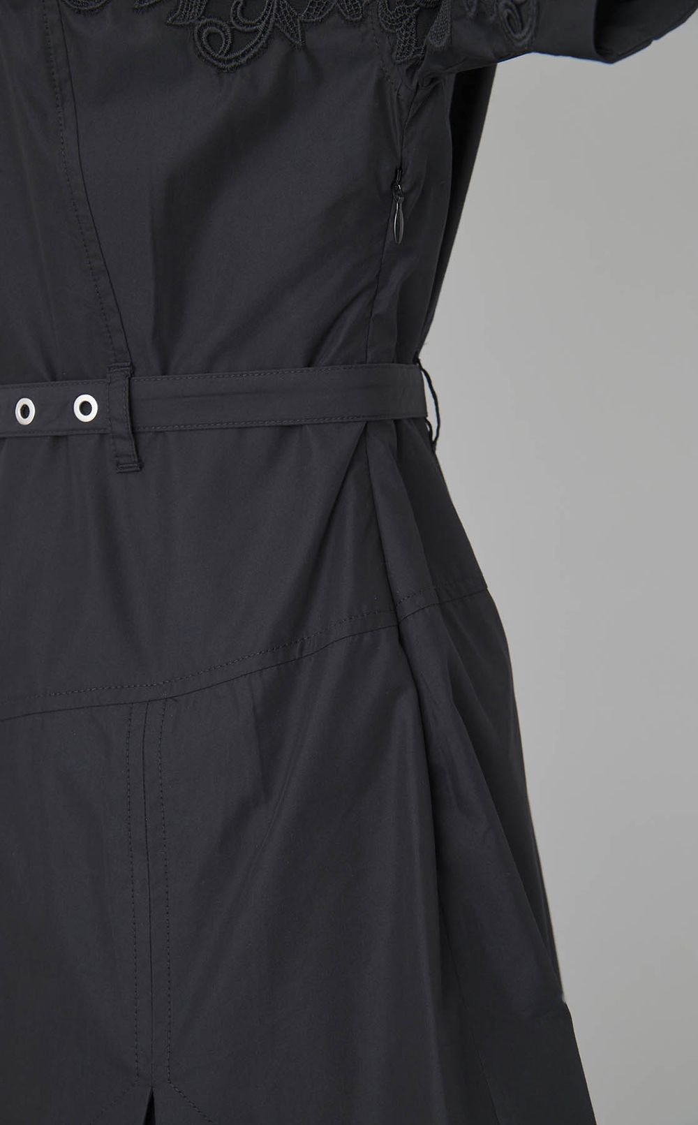 レースレイヤードシャツドレス