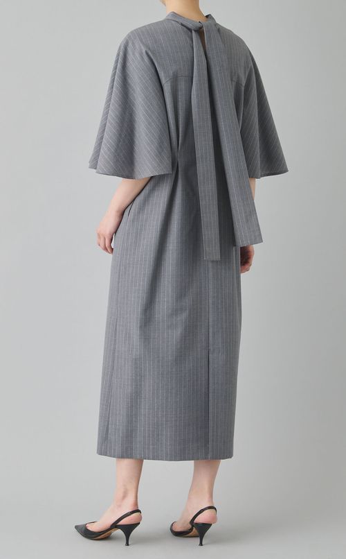 ラメストライプフレアスリーブワンピース