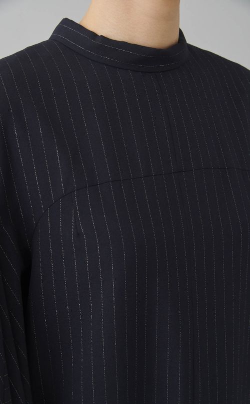 ラメストライプフレアスリーブワンピース